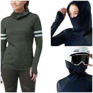 Smartwool Intraknit Merino Wool Tech Pullover Hoodie North Woods Green Size XS